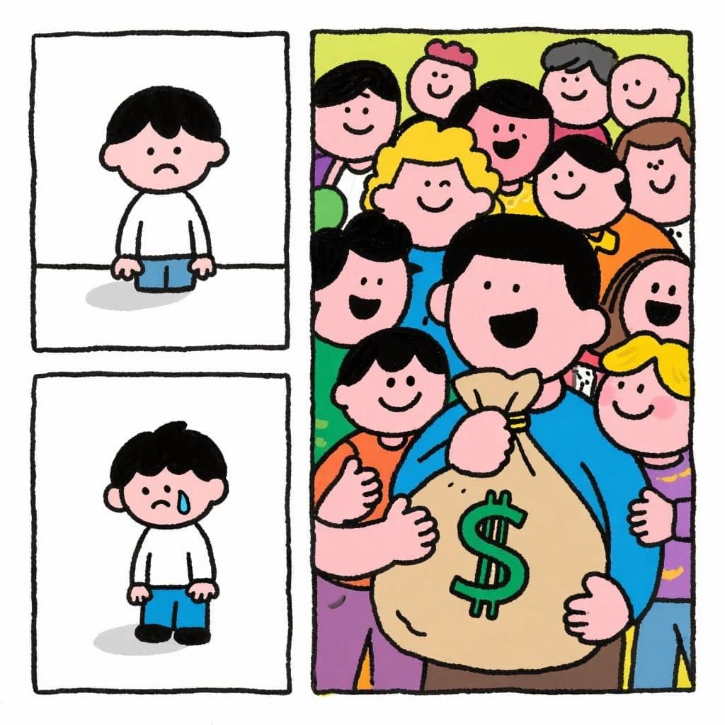 The figurative meaning, showing a person suddenly being friendly to someone who has become successful.