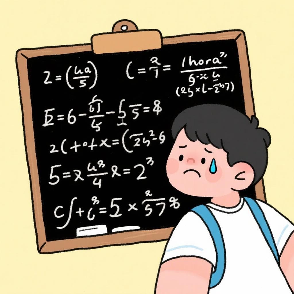 The figurative meaning of 'está cañón', showing a student looking overwhelmed by a difficult math problem on a blackboard.