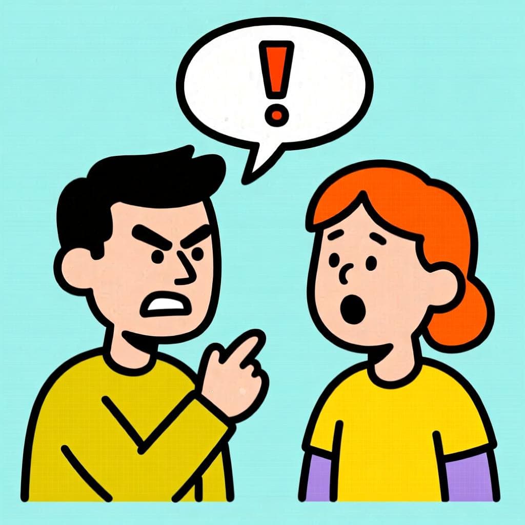 The actual meaning of 'no tener pelos en la lengua', showing a person speaking directly and honestly to another person who looks surprised.