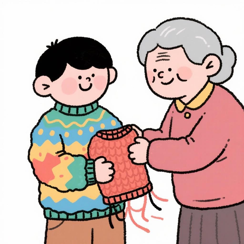 The figurative meaning, showing someone happily accepting a slightly imperfect, hand-made gift.
