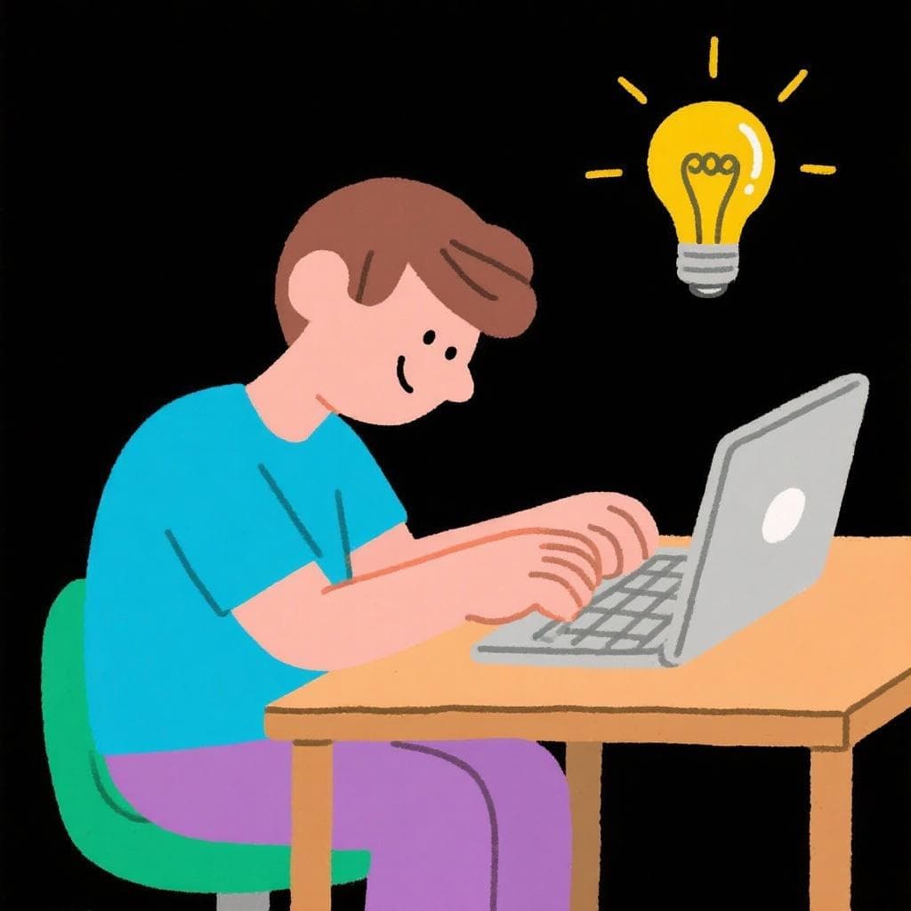 The figurative meaning of 'ponerse las pilas', showing a person suddenly full of energy and working efficiently at a desk.