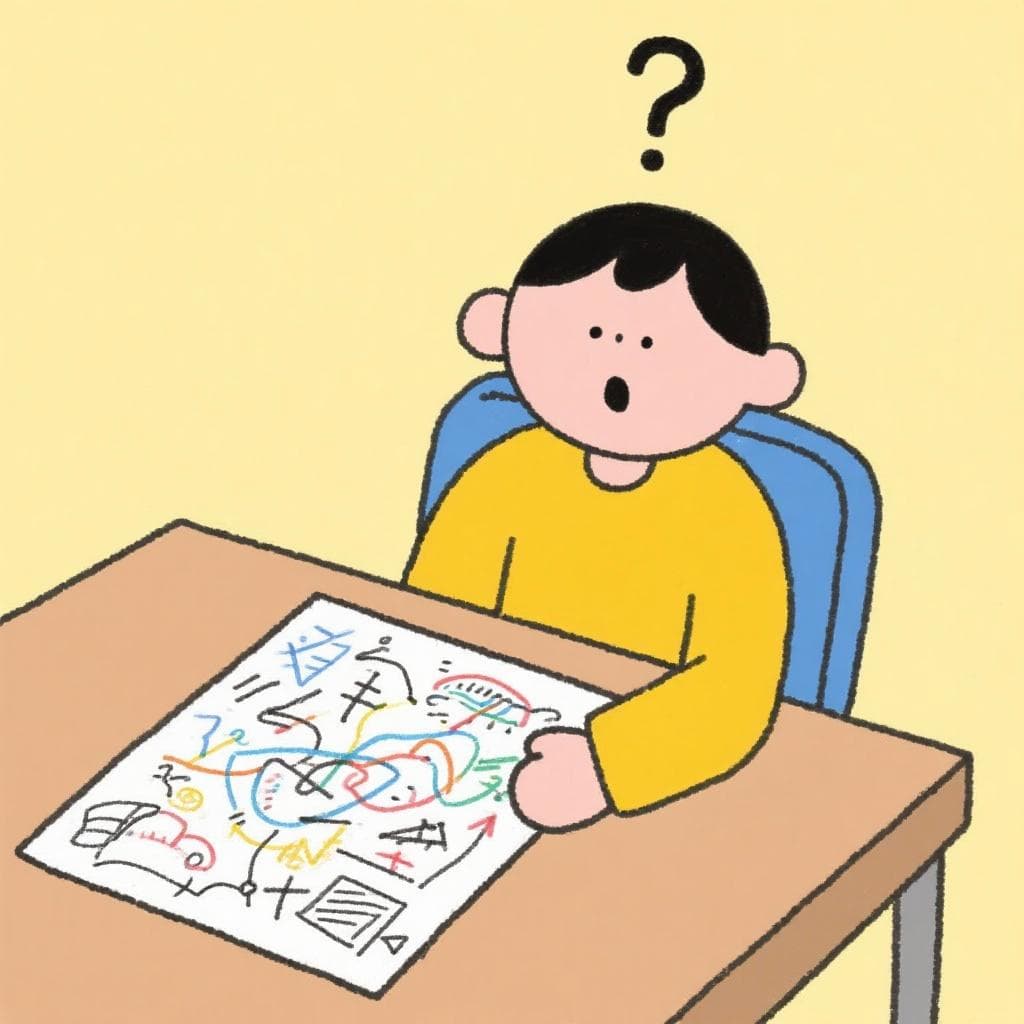 The actual meaning of 'no tener ni pies ni cabeza', showing someone frustrated by a confusing set of instructions.