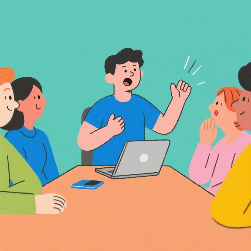 The actual meaning of 'a capa y espada', showing a person passionately defending an idea in a modern debate.