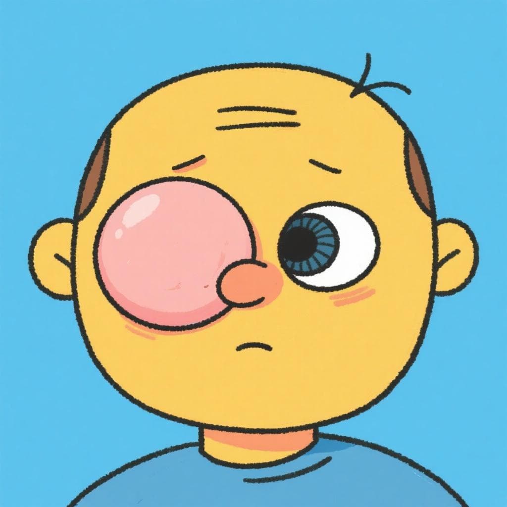 A literal, humorous depiction of 'hacer la vista gorda', showing a person with a comically large, fat eye.