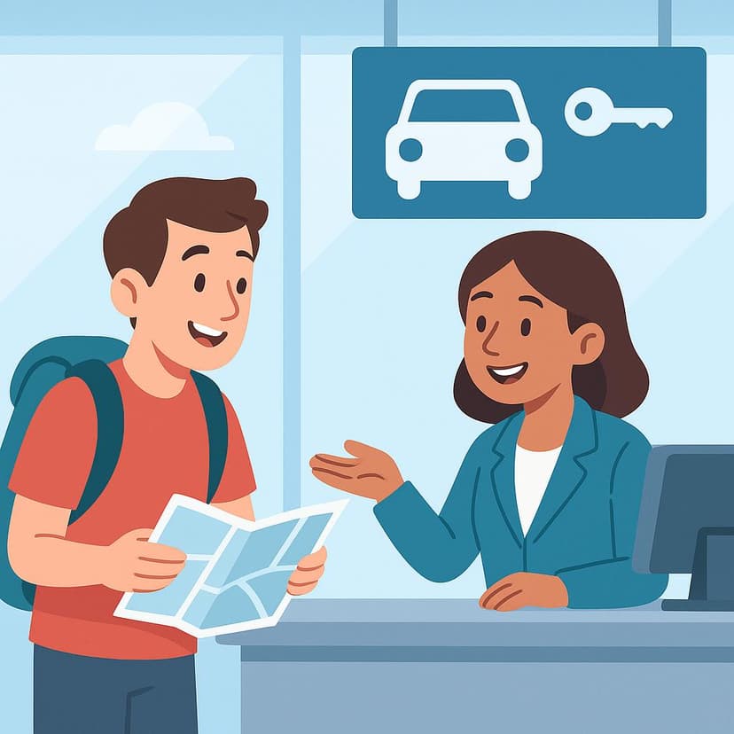 レンタカーはどこで借りられますか?