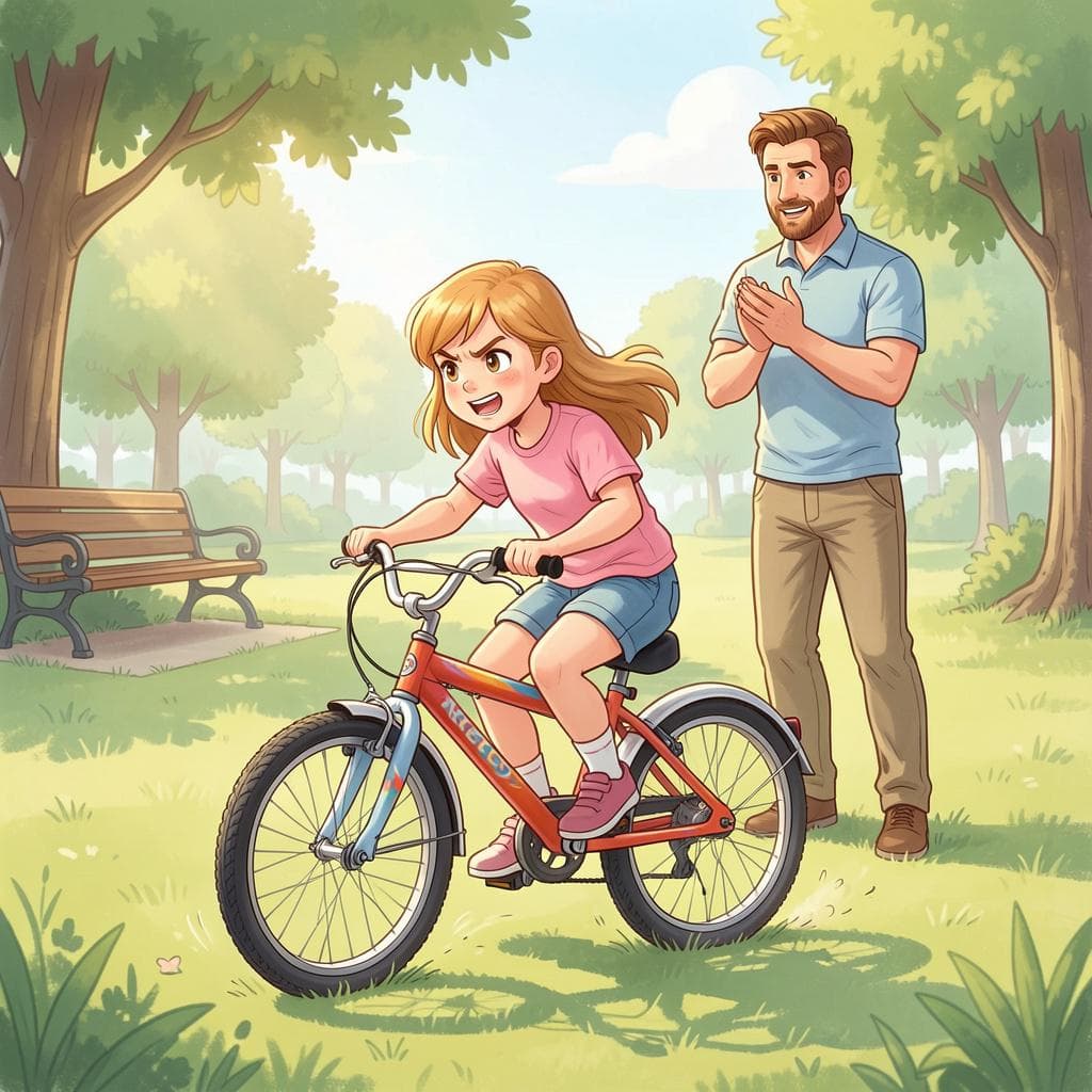 A girl getting back on her bike after falling, representing doing something once again.