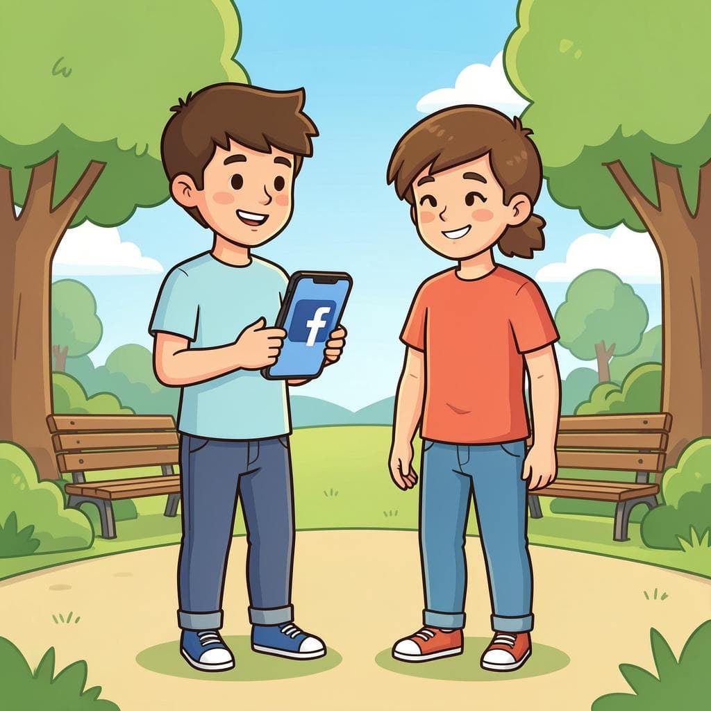 Two people exchanging social media info with a smartphone.