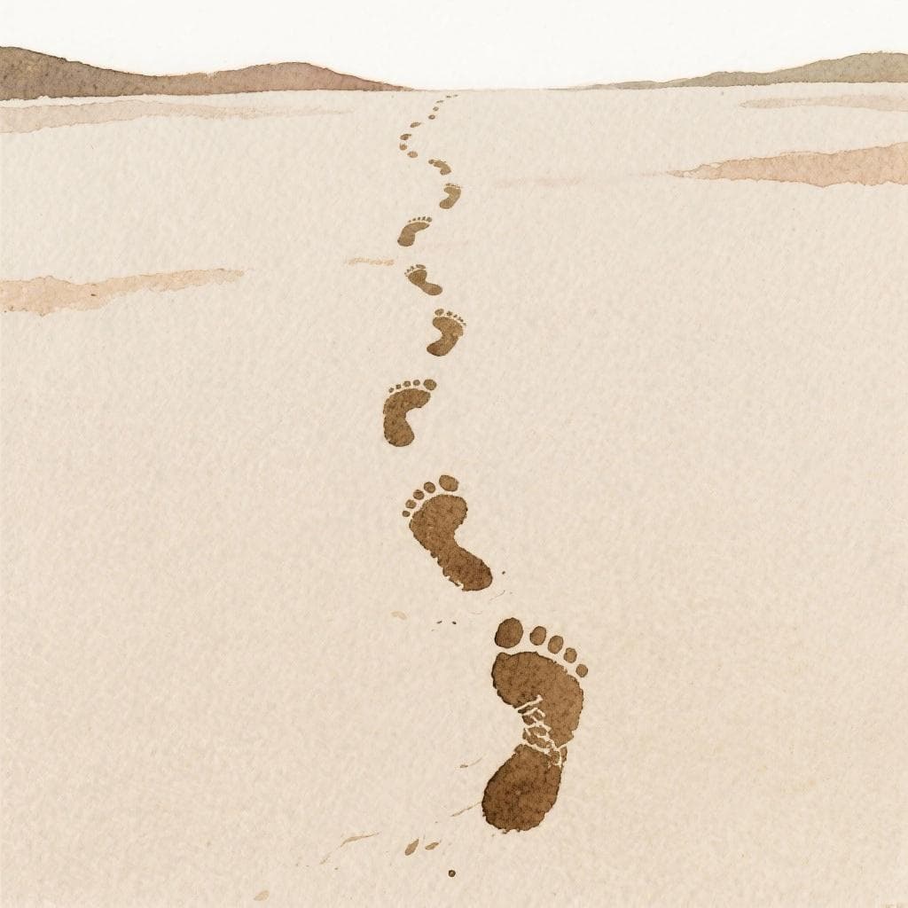 A visual representation of a path being created by footsteps in a vast landscape.