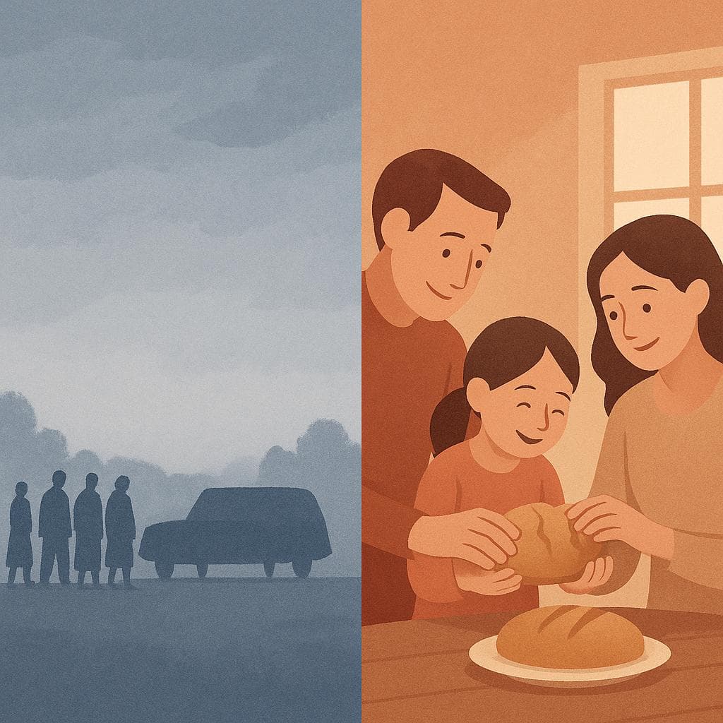 A visual representation of the theme of life continuing after death.