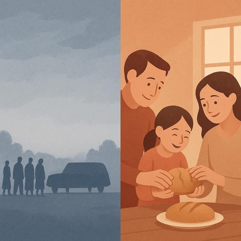 Illustration for quote: El muerto al hoyo y el vivo al bollo.