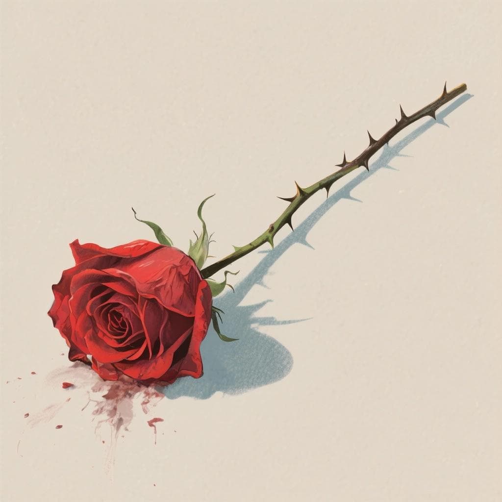 An artistic illustration representing the fleeting nature of love versus the enduring pain of memory.