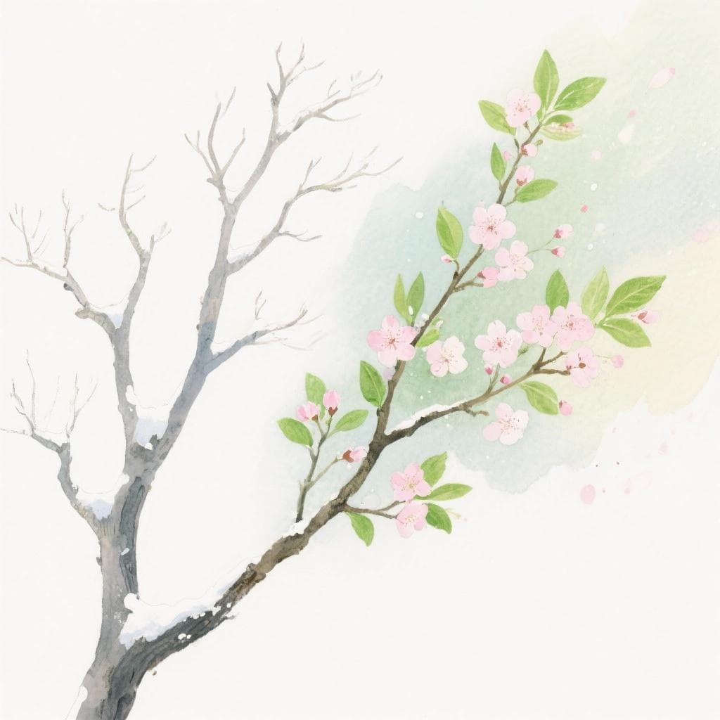 An artistic representation of the sudden and magical arrival of spring.