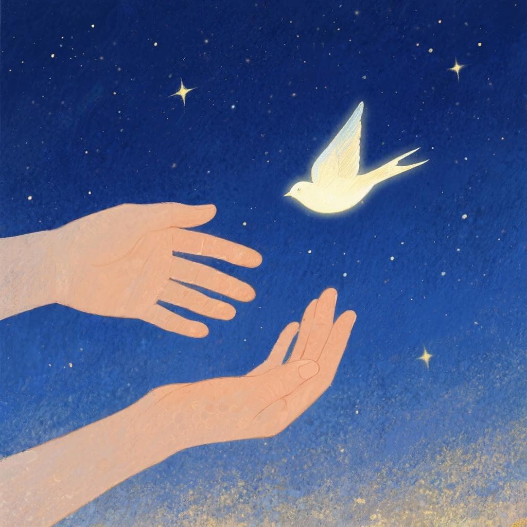 An artistic representation of freedom as a precious, divine gift.