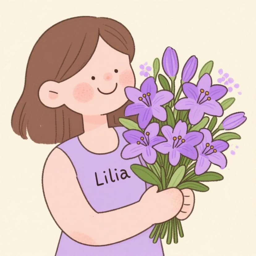 Lirios lilas le gustan a Lilia.