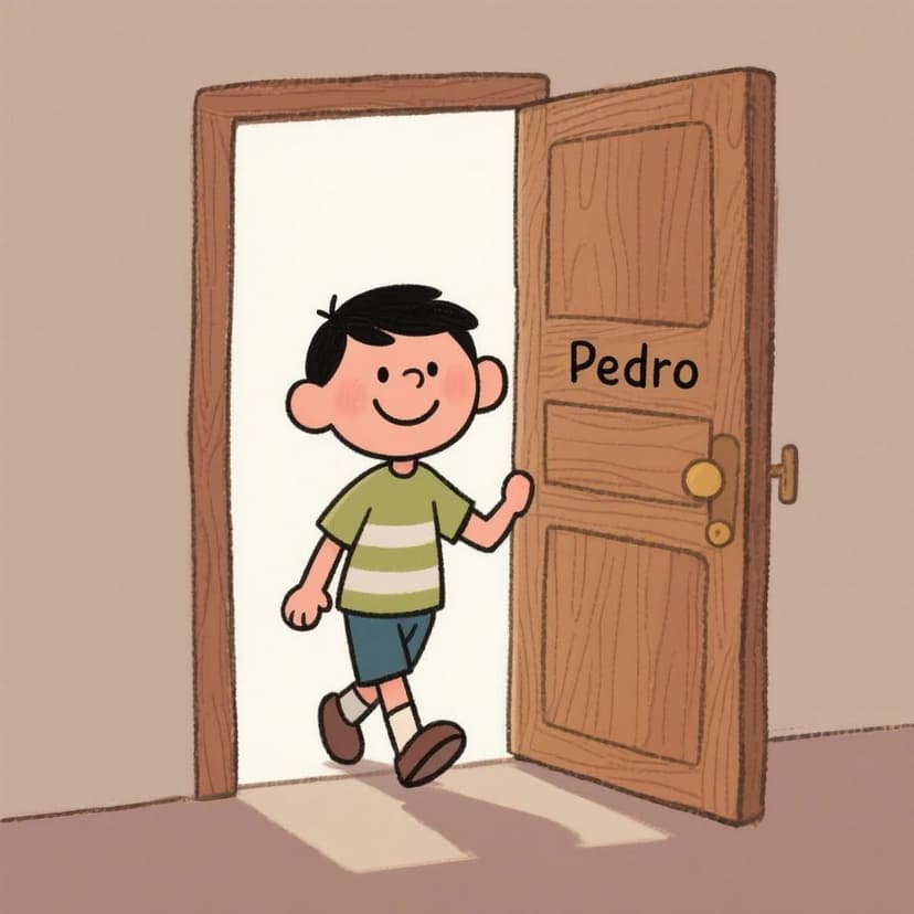 Por la puerta va Pedro.