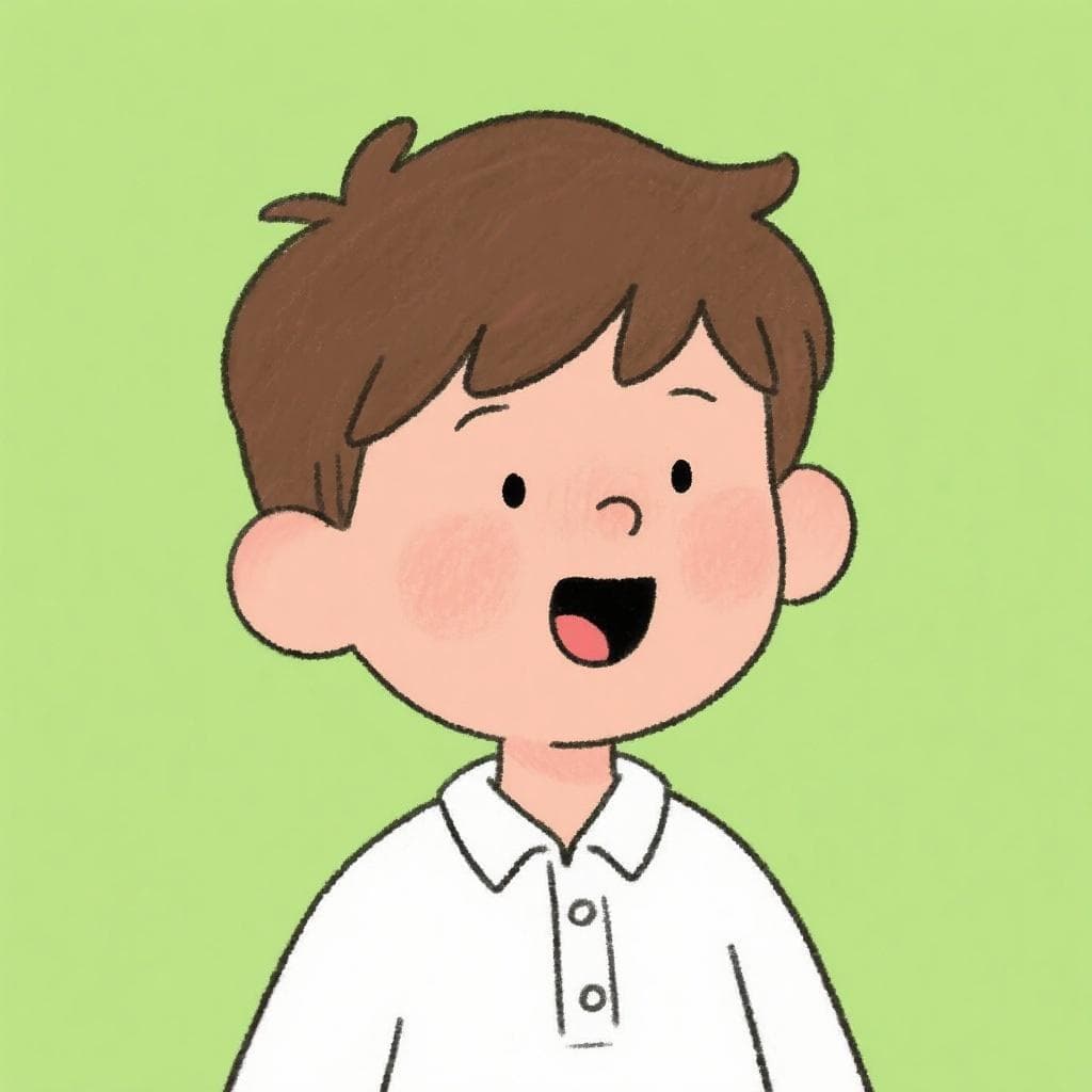 白いブラウスを着て話しているブラスという名の漫画の少年。